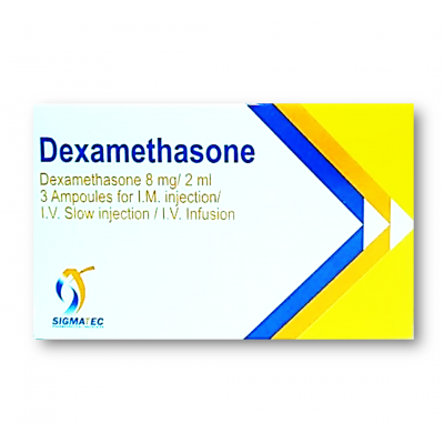 DEXAMETHASONE - SIGMA 8 MG / 2 ML ( DEXAMETHASONE SODIUM PHOSPHATE ) 5 AMPOULES